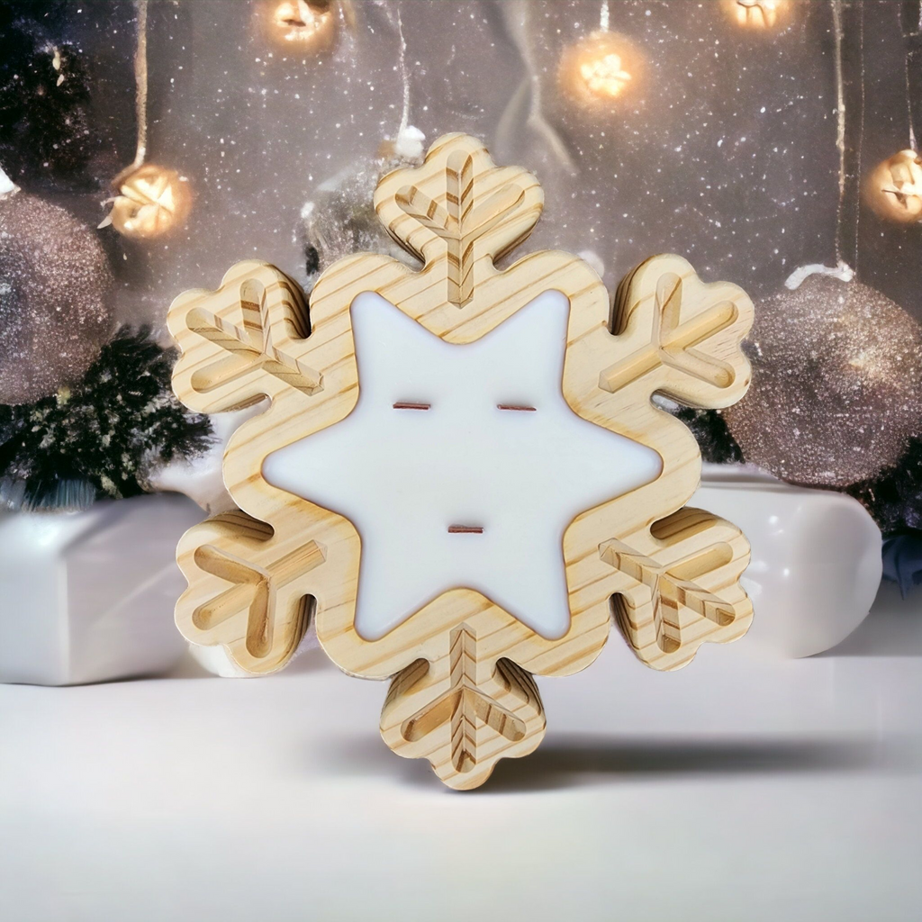 Boho Snowflake Wooden Bowl Soy Candle