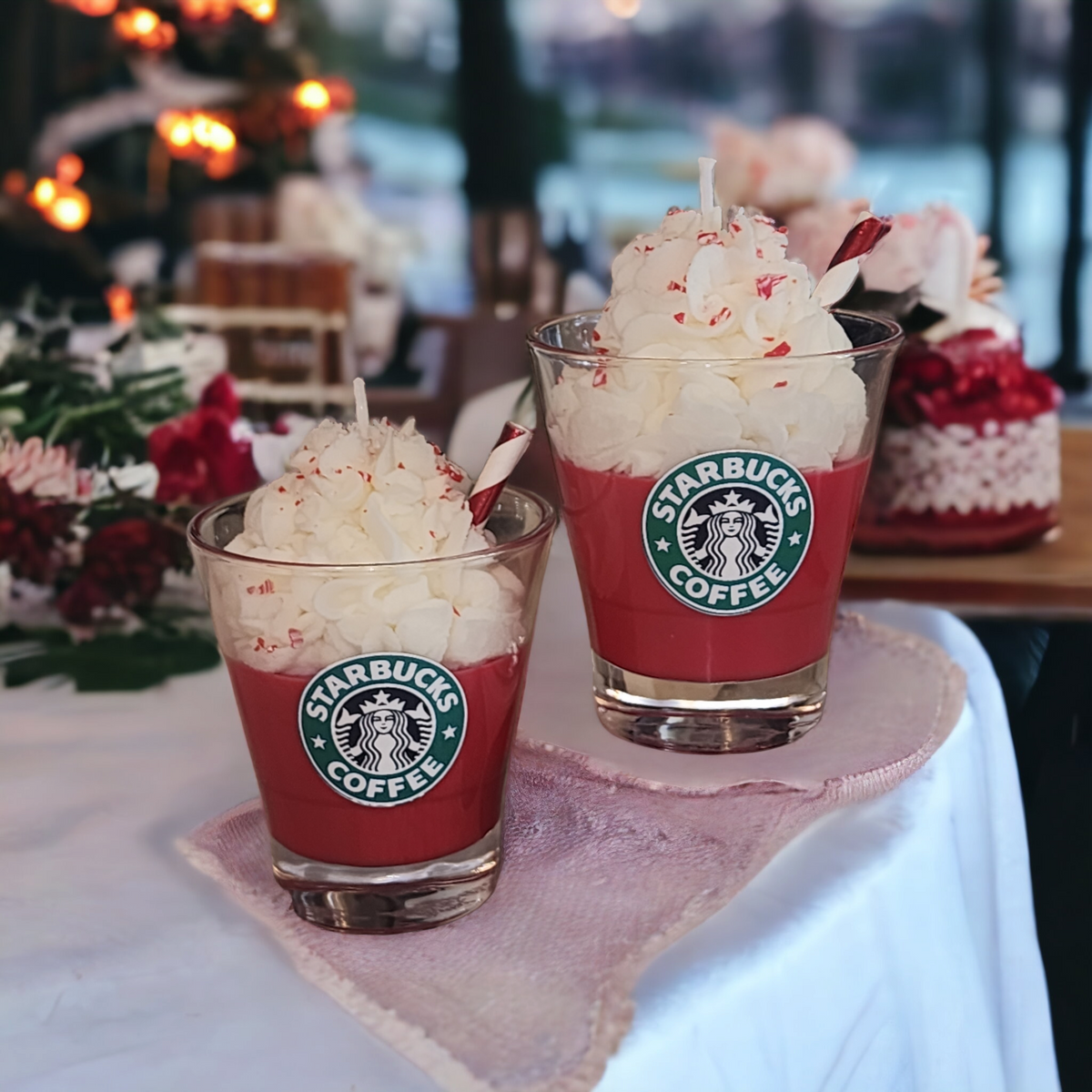8oz Festive Café Aroma Soy Candle – Whipped Wax & Peppermint Sparkle