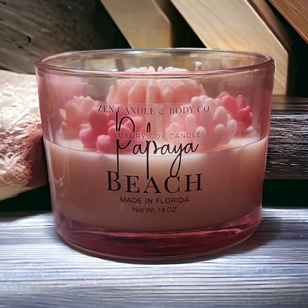 Succulent Scented Soy Wax Candle (Pink)