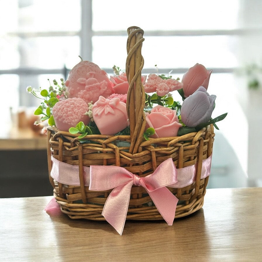 Bouquet Soy Wax Candles/Wax Melts In Gift Basket
