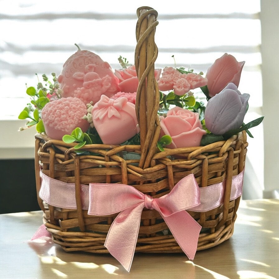 Bouquet Soy Wax Candles/Wax Melts In Gift Basket