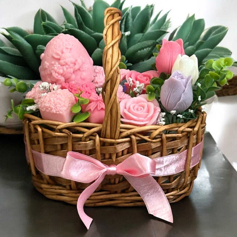 Bouquet Soy Wax Candles/Wax Melts In Gift Basket