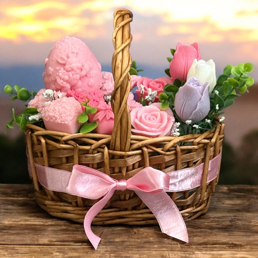 Bouquet Soy Wax Candles/Wax Melts In Gift Basket