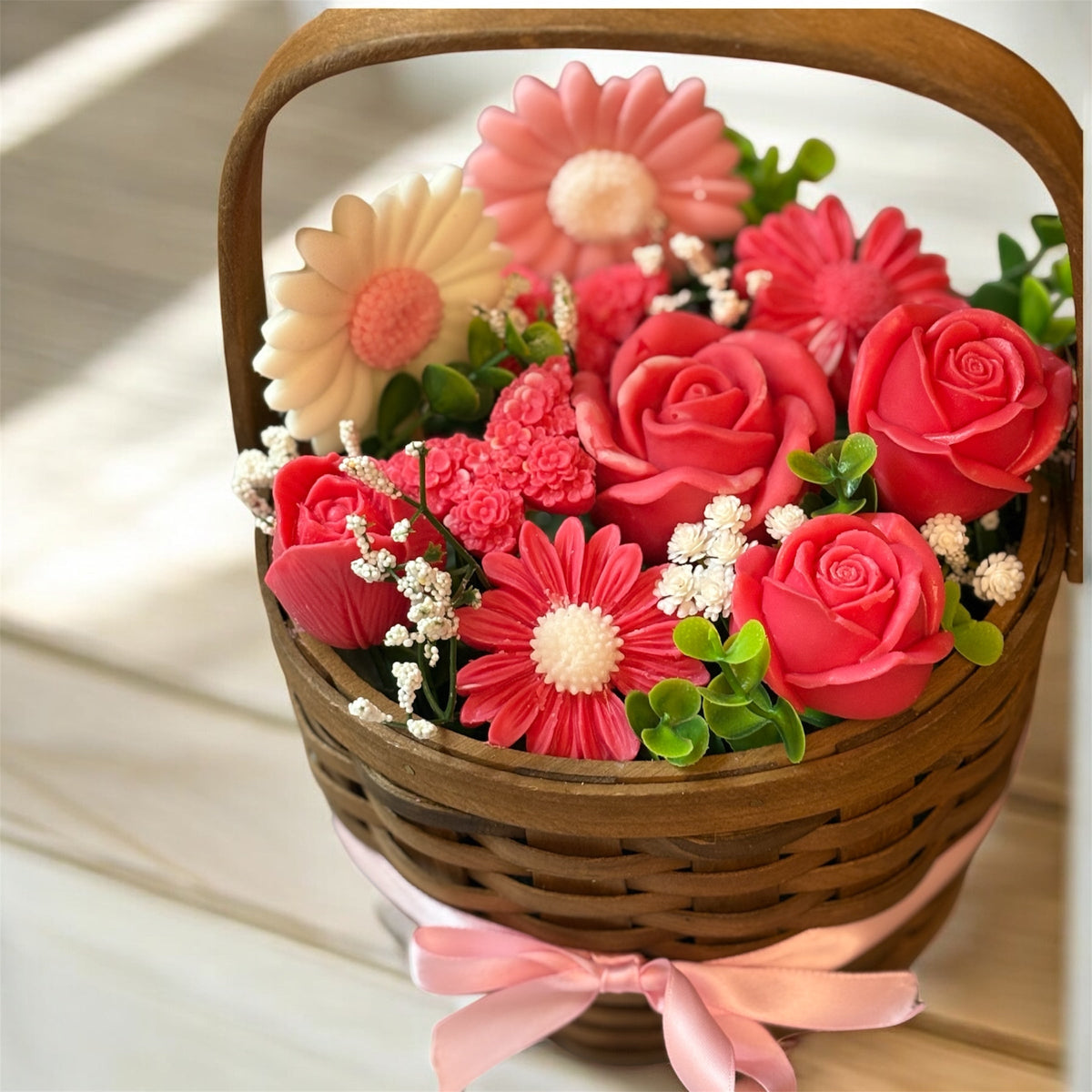 Bouquet Soy Wax Candles/Wax Melts In Gift Basket