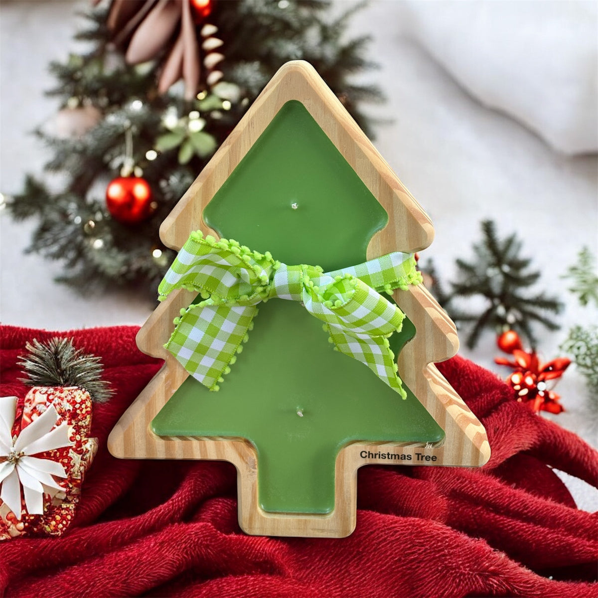 Wooden Christmas Tree Candle