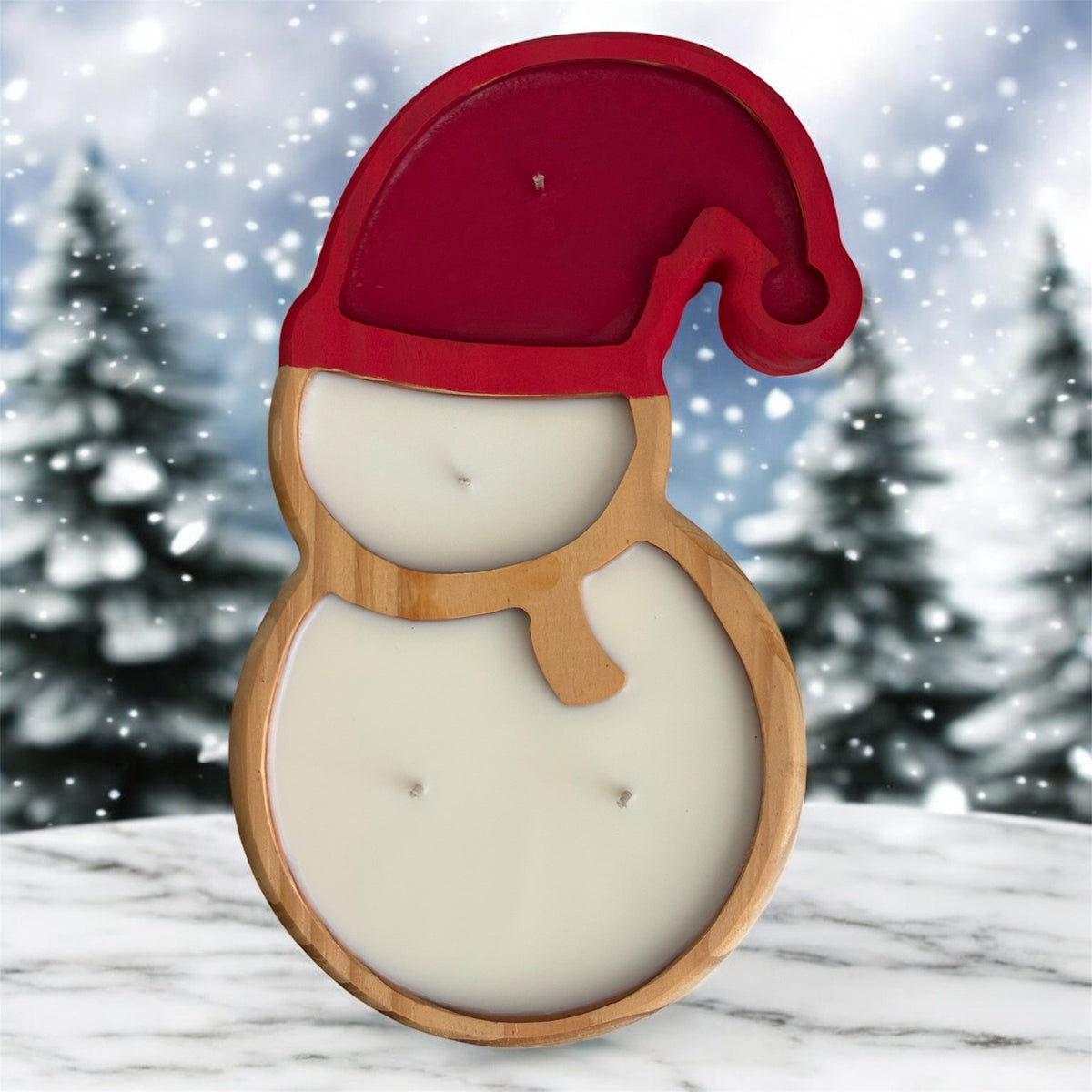 Wooden Snowman Soy Wax Candle