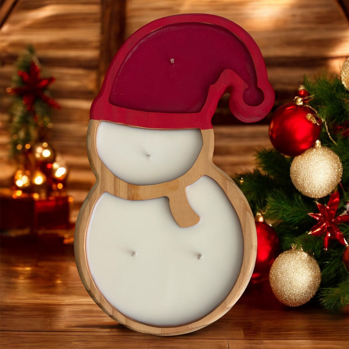 Wooden Snowman Soy Wax Candle