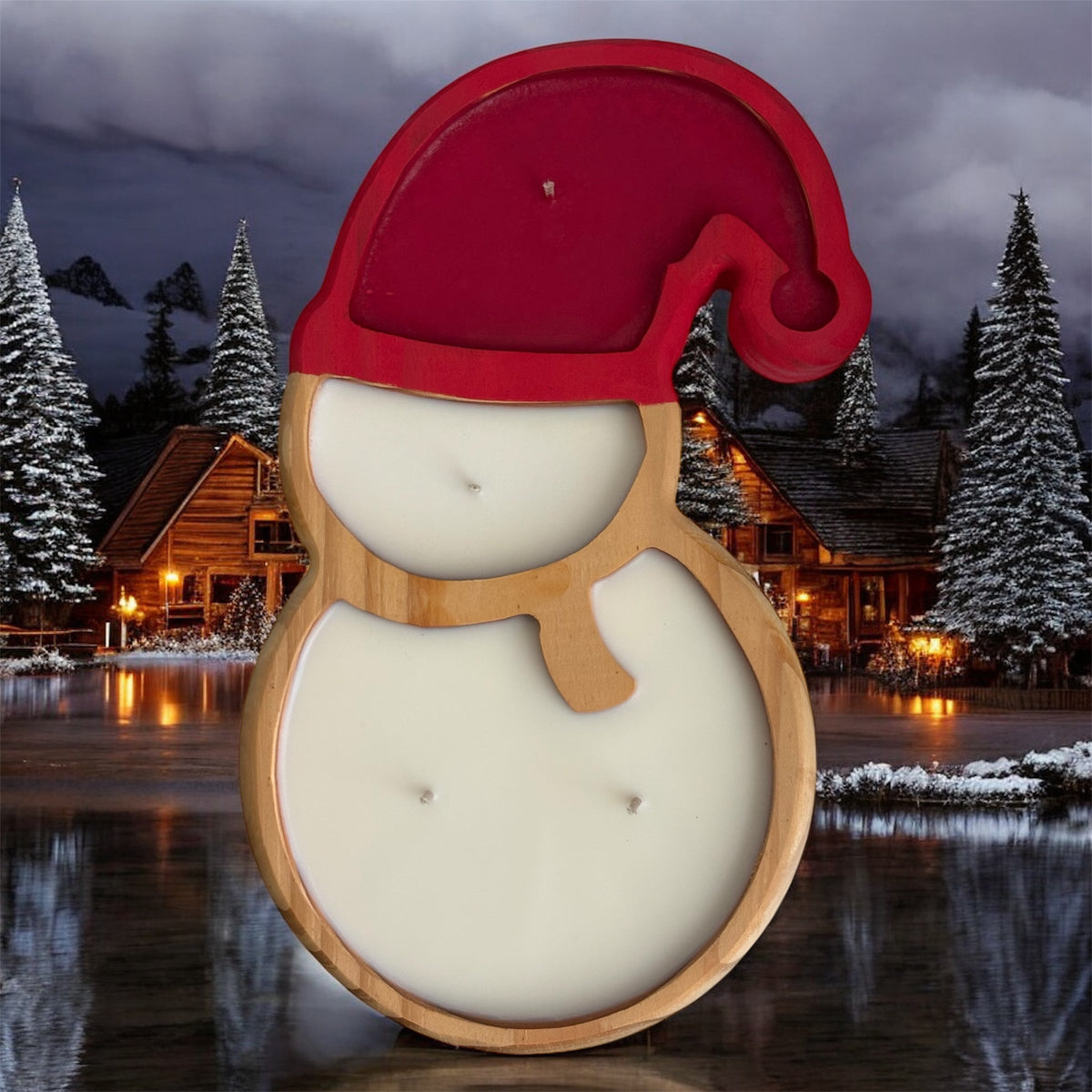 Wooden Snowman Soy Wax Candle